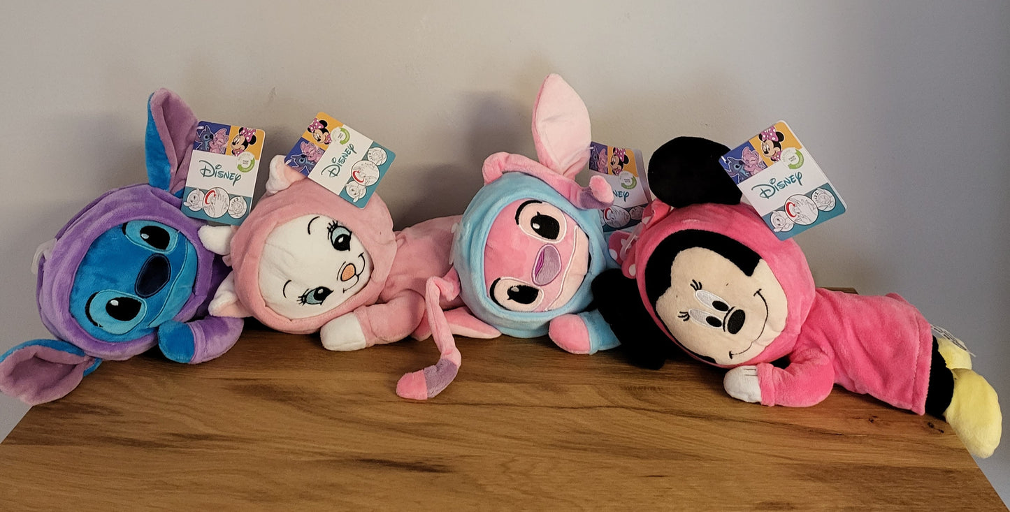 Disney Doppelseitiger Plüsch Spielzeug im Strampler wendbar Stitch / Aristicats / Angel / Minnie Maus schlafend/ wach NEU