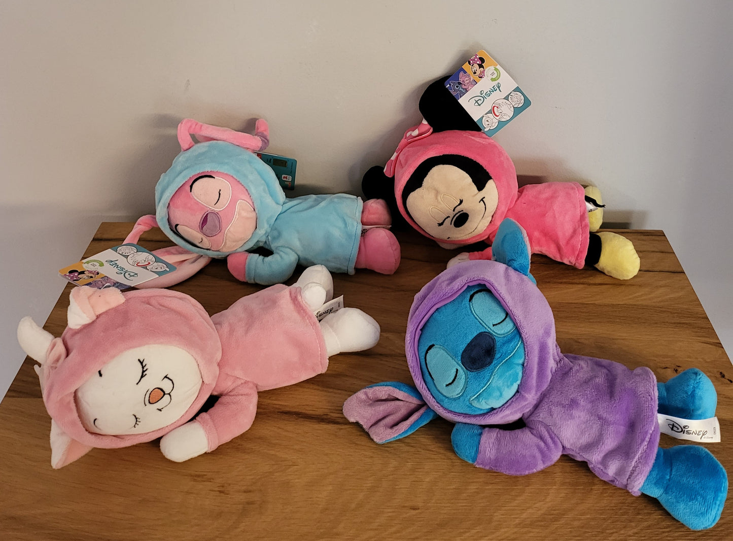 Disney Doppelseitiger Plüsch Spielzeug im Strampler wendbar Stitch / Aristicats / Angel / Minnie Maus schlafend/ wach NEU