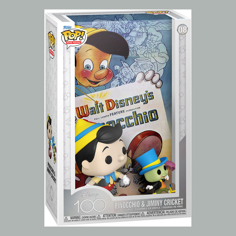 Disney 100 Jahre/ 100th Anniversary Movie Posters Pinocchio Jimyni POP Vinyl Figur HARTCASE#08 NEU