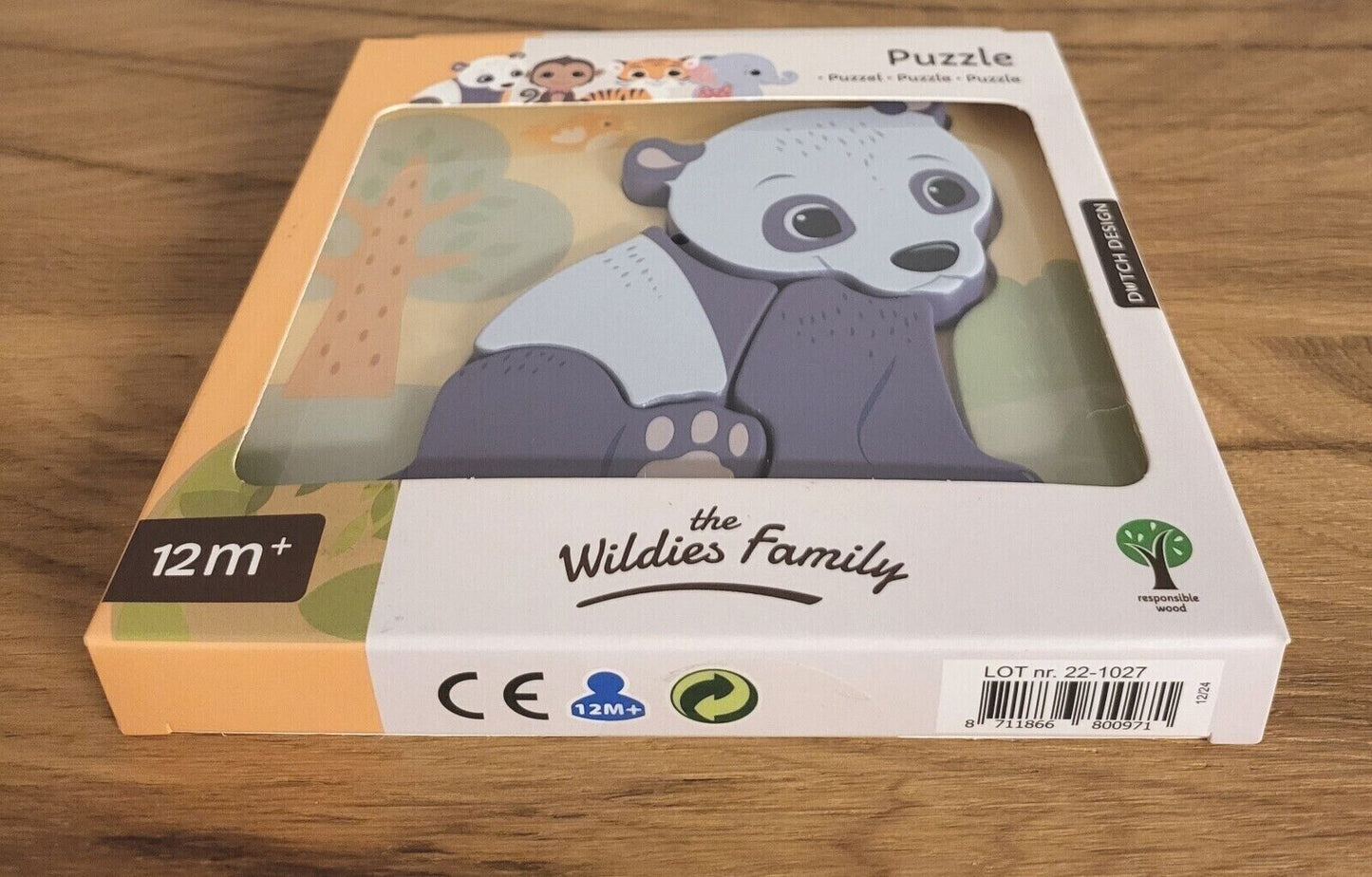 Baby Puzzle aus Holz Joueco Tiere Tiger / Panda / Elefant/ Affe 4f sort.