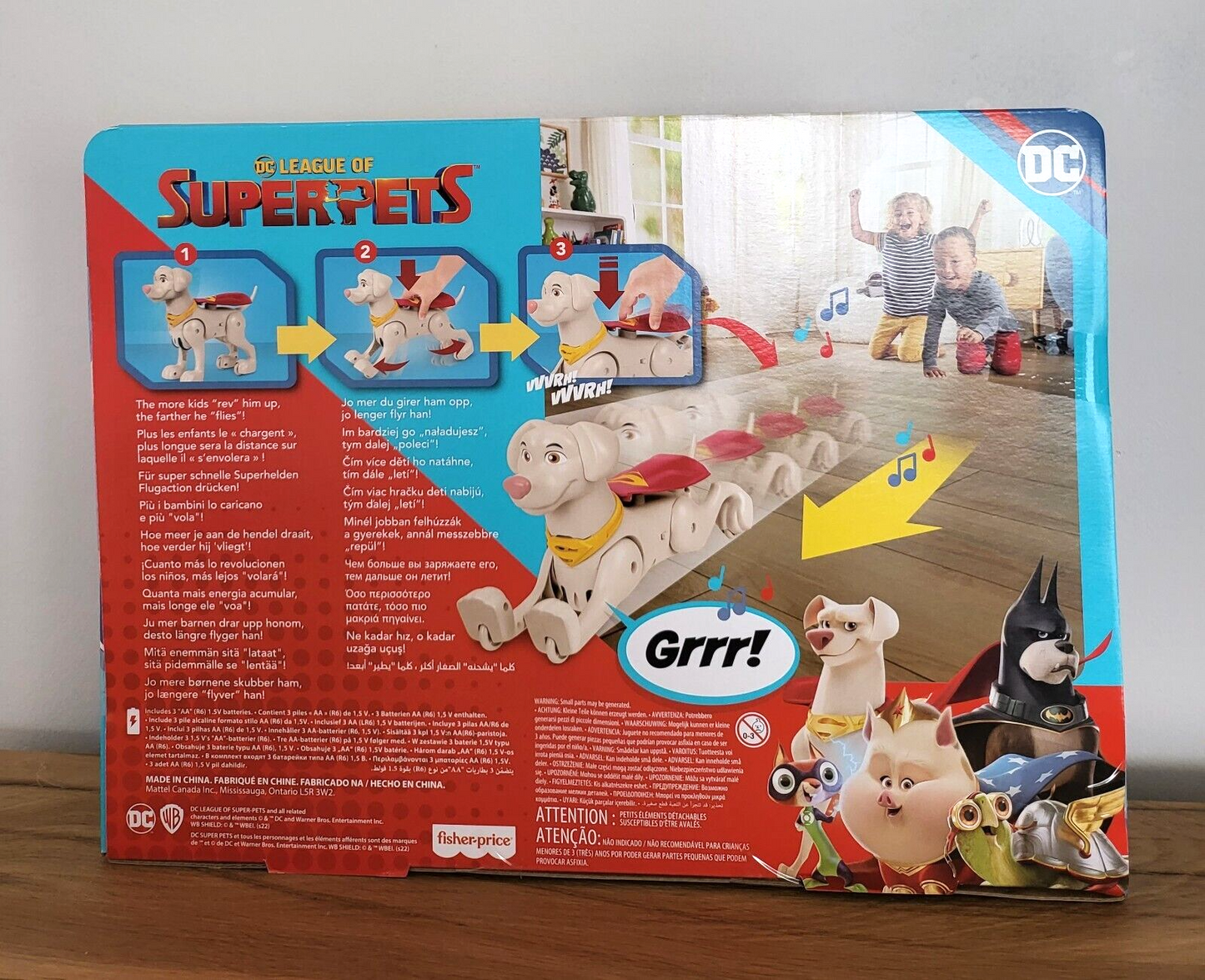 Fisher-Price DC Liga der Superpets/Superhund Figur Rev & Rescue Krypto mit Ton 28x39cm NEU