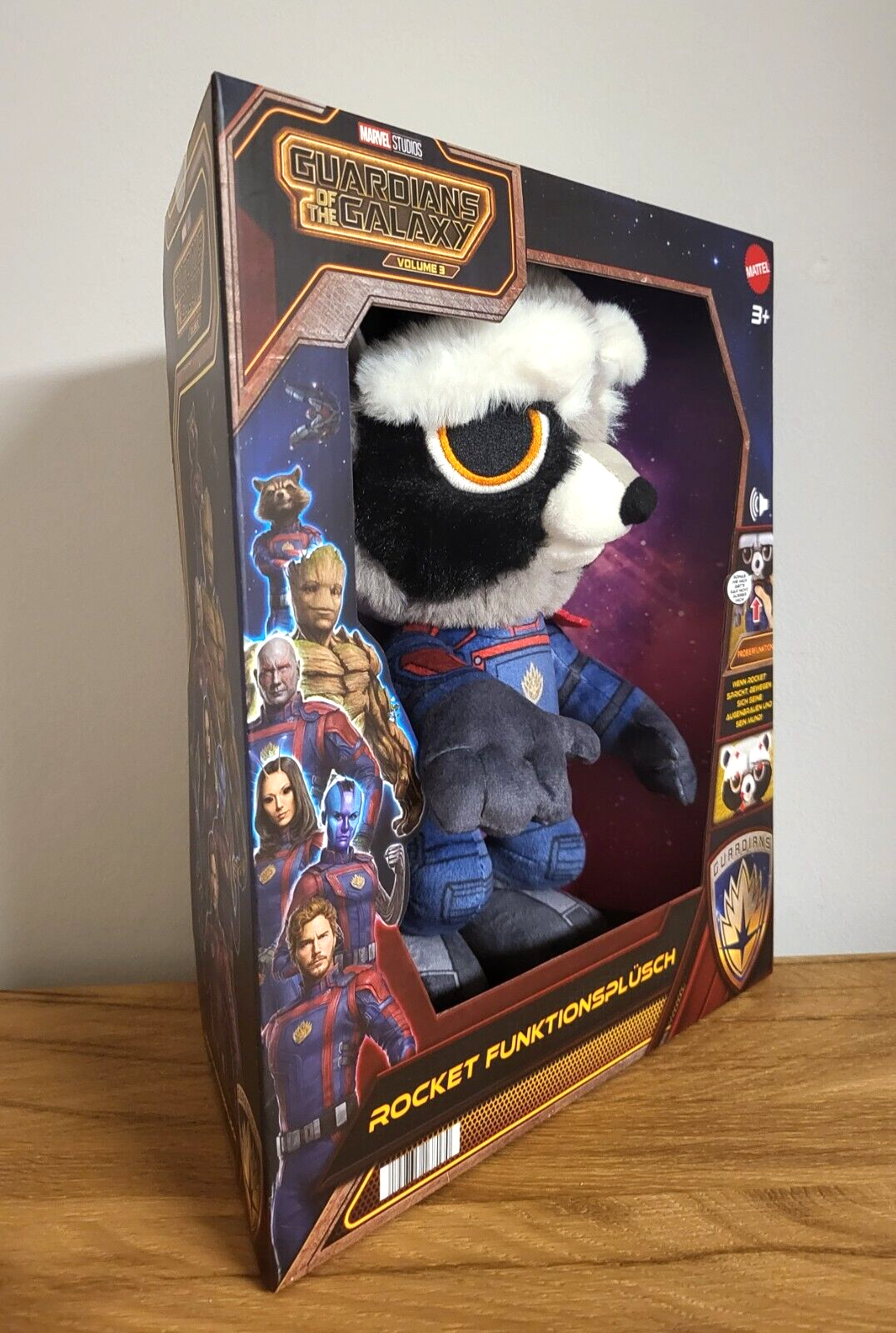 Mattel Marvel Plüschtier Stofftier FUNKTIONSFIGUR Rocket Guardians of the Galaxy mit SOUND ca.32cm NEU & OVP