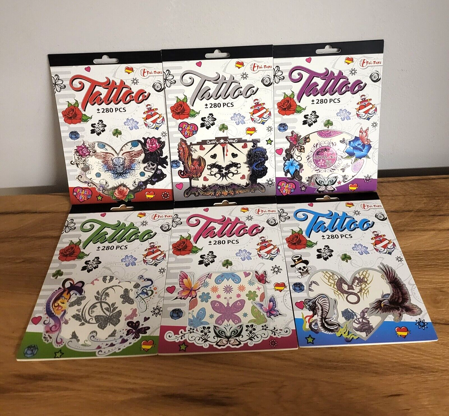 Tattoo Stickerbuch Kinder Spielzeug Sticker 280St. 6fach sortiert ca.12,5x18,5cm