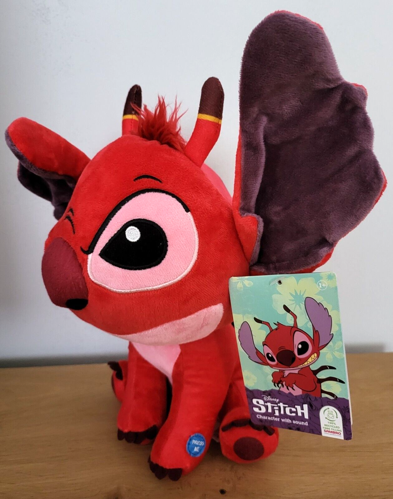 Plüschtier Stofftier Disney Lilo& Stitch Leroy 30cm Kuscheltier Rot mit SOUND/Ton NEU
