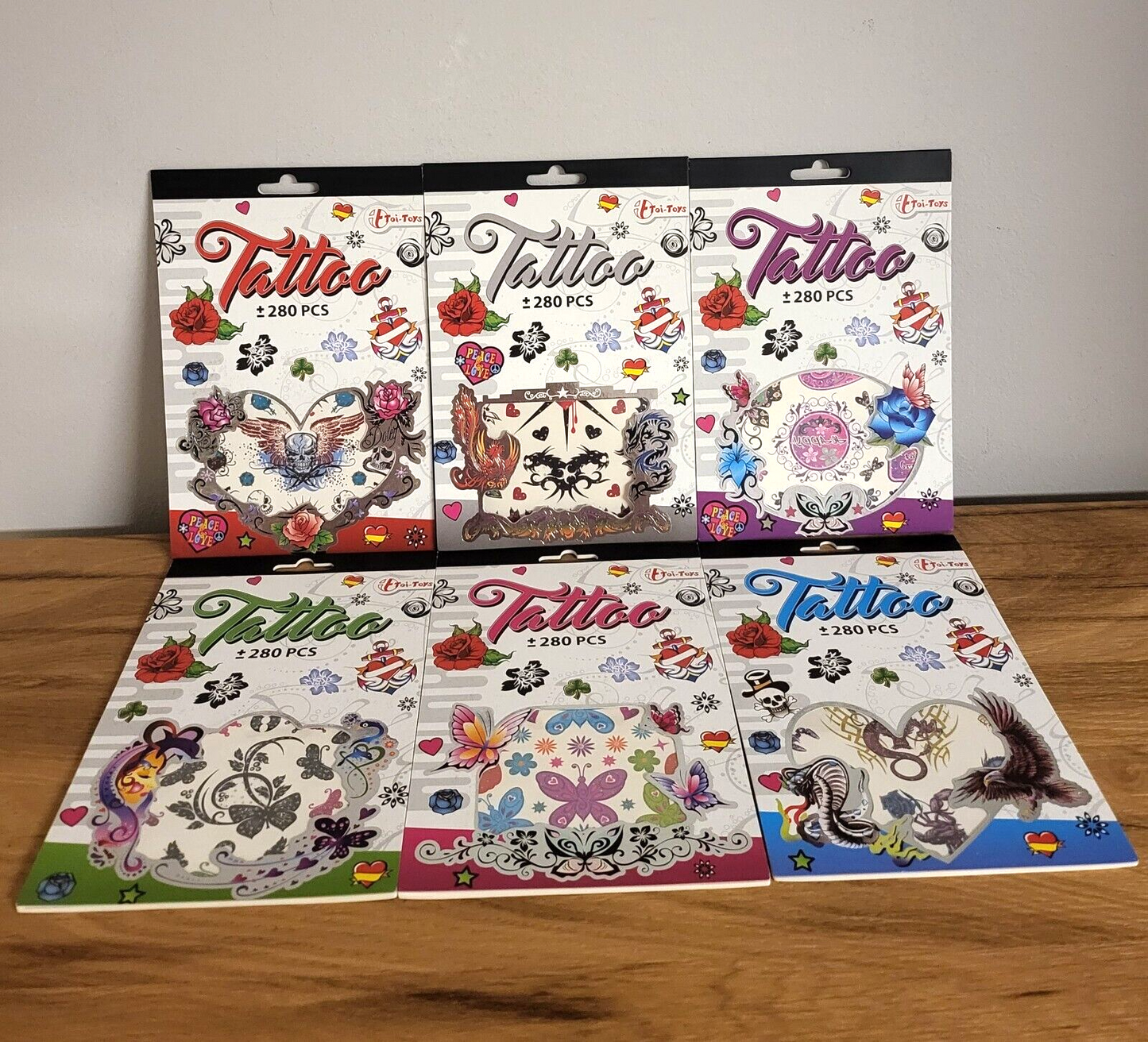 Tattoo Stickerbuch Kinder Spielzeug Sticker 280St. 6fach sortiert ca.12,5x18,5cm