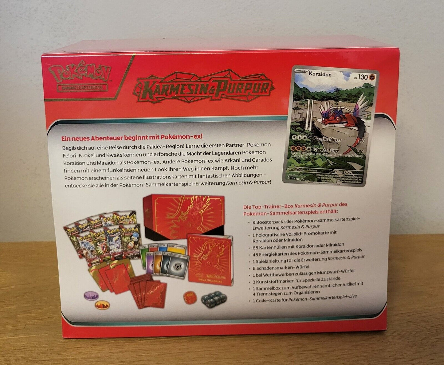 Pokemon Karmesin & Purpur ETB Koraidon Top Trainer Box Booster DE NEU & OVP 2023