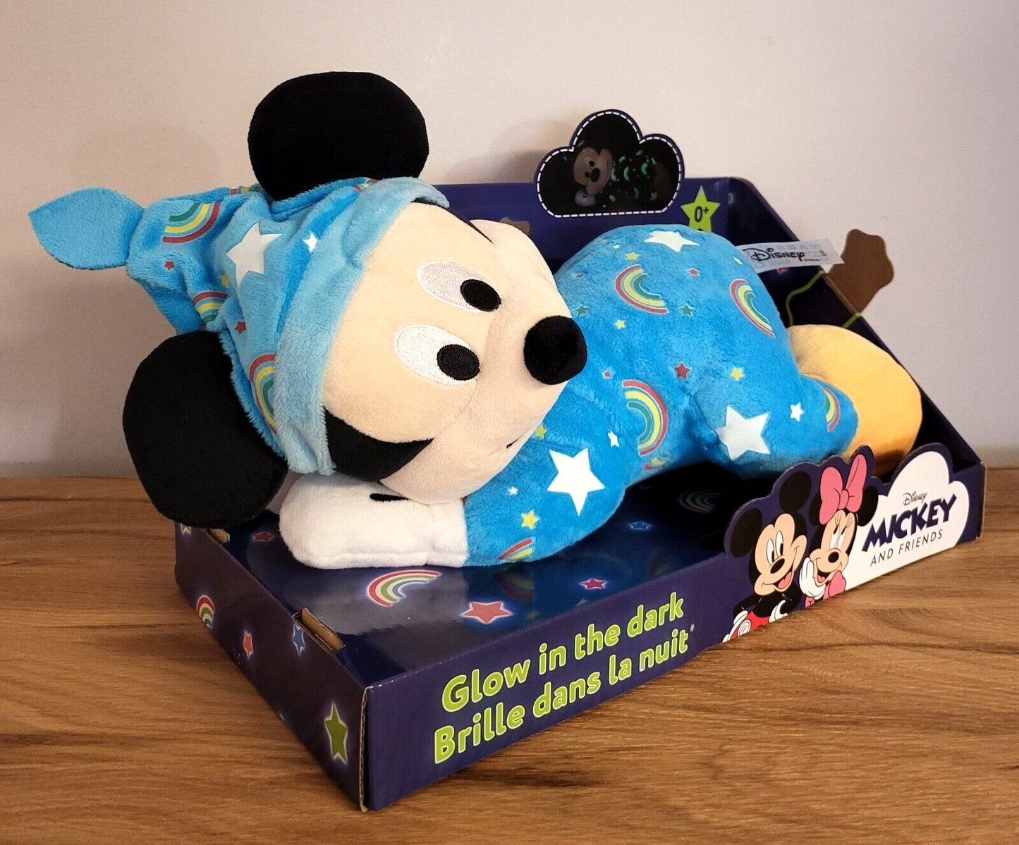 Disney Plüsch Mickey Maus Strampler Stofftier Kuscheltier Baby Micky LEUCHTET 30cm 0+ NEU & OVP