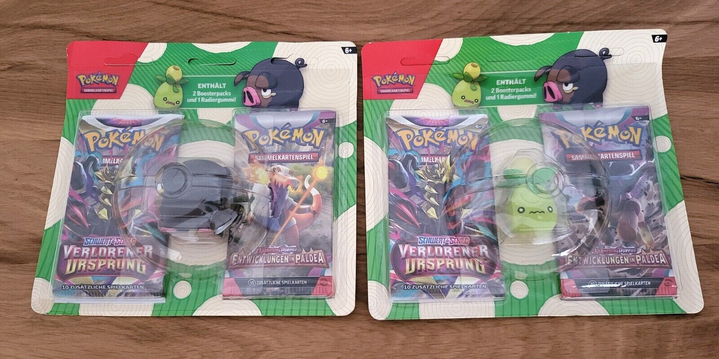 Pokemon Back to School Blister 2 Stück Olini+Ferkuli Radierer Radiergummi Booster DE 2023 NEU