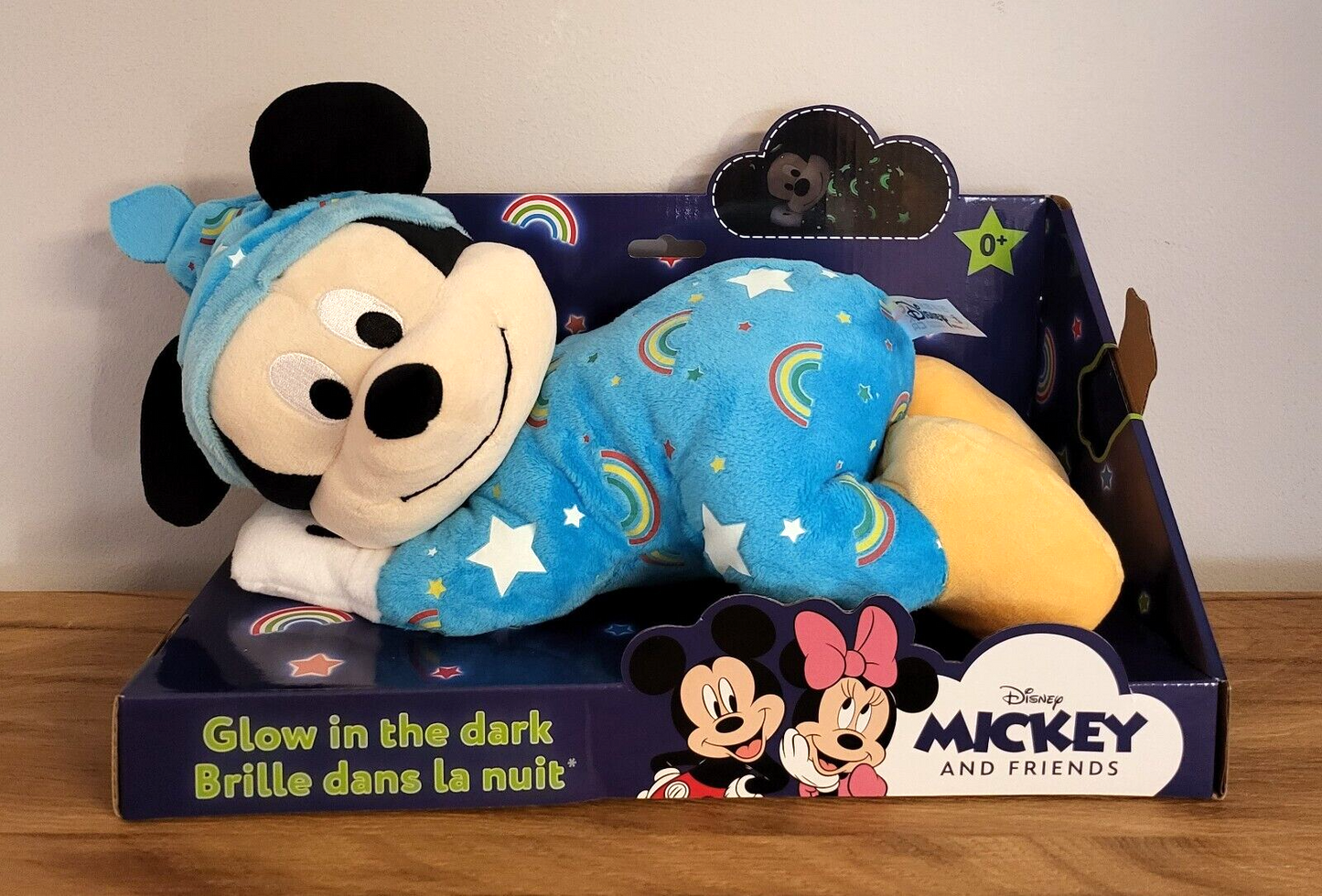 Disney Plüsch Mickey Maus Strampler Stofftier Kuscheltier Baby Micky LEUCHTET 30cm 0+ NEU & OVP