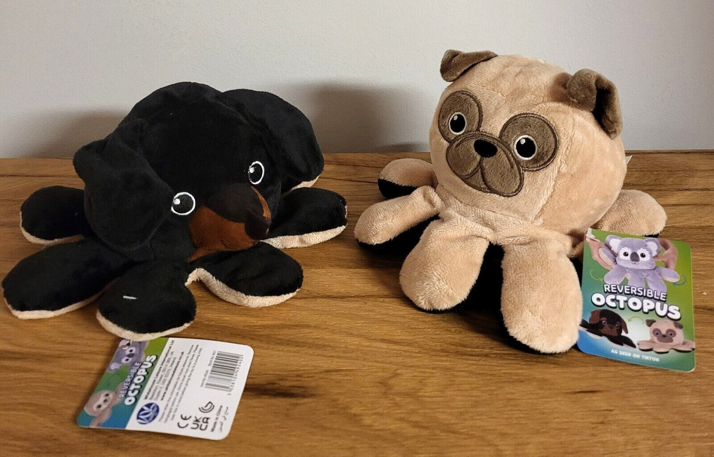 Kuschel/Plüschtier Wendetier Oktopus Dackel/Mops Koala/Faultier NEU 2fach sortiert