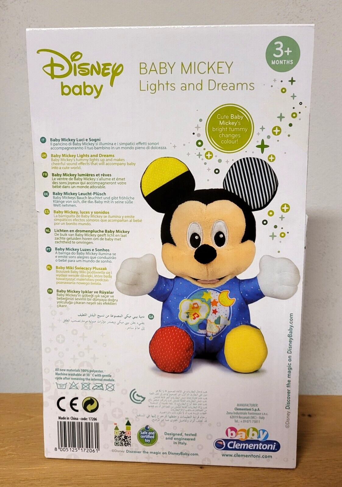 Clementoni Plüschtier Disney Baby Mickey mit Licht und Sound/Musik Stofftier ab 3 Monate NEU