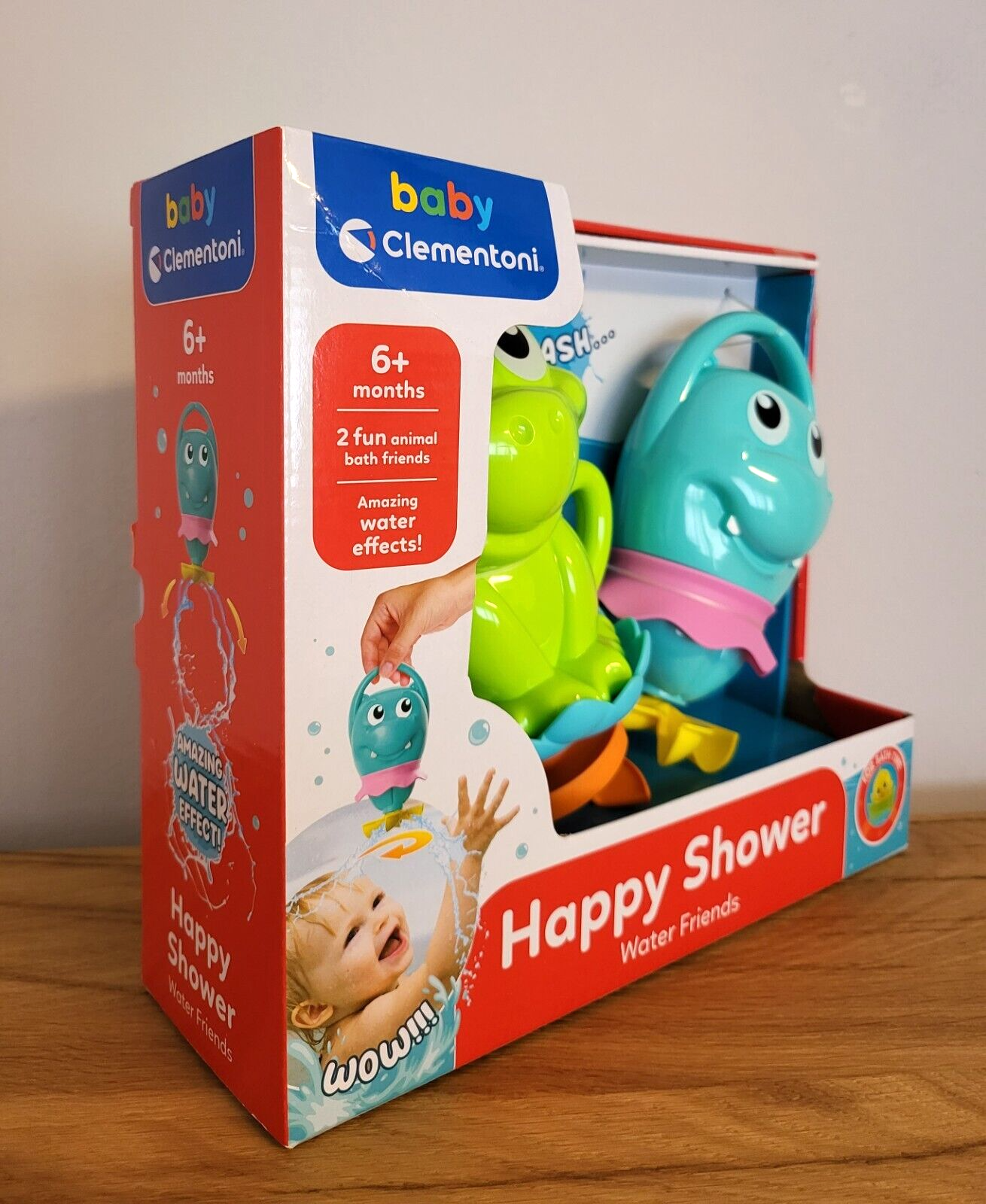 Badespielzeug Clementoni Happy Shower Wasser Freunde Set Spiel 6+ Monate NEU