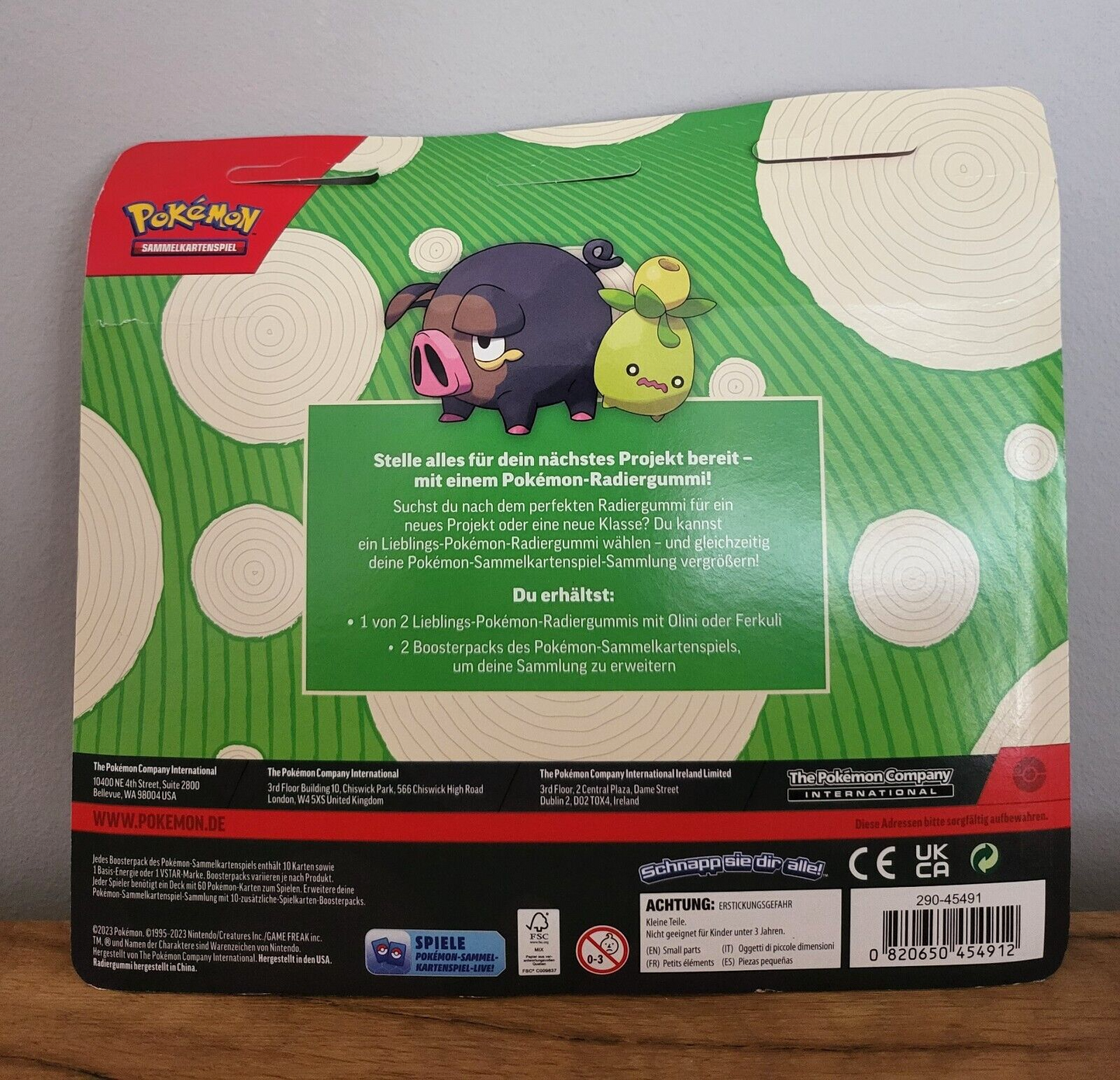 Pokemon Back to School Blister 2 Stück Olini+Ferkuli Radierer Radiergummi Booster DE 2023 NEU