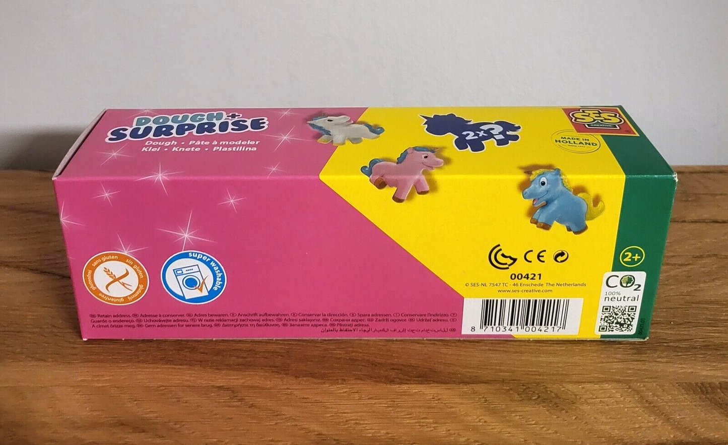 SES 2x Knete + 2x Einhorn Figur Glitzer Lila Neon Pink Basteln Spiel Spaß Kinder