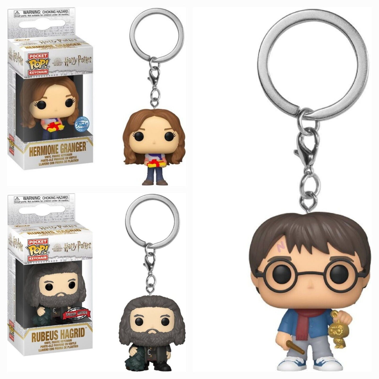 Harry Potter POP Schlüsselanhänger Sonderedition 3fach: Harry / Hermine /Hagrid NEU & OVP