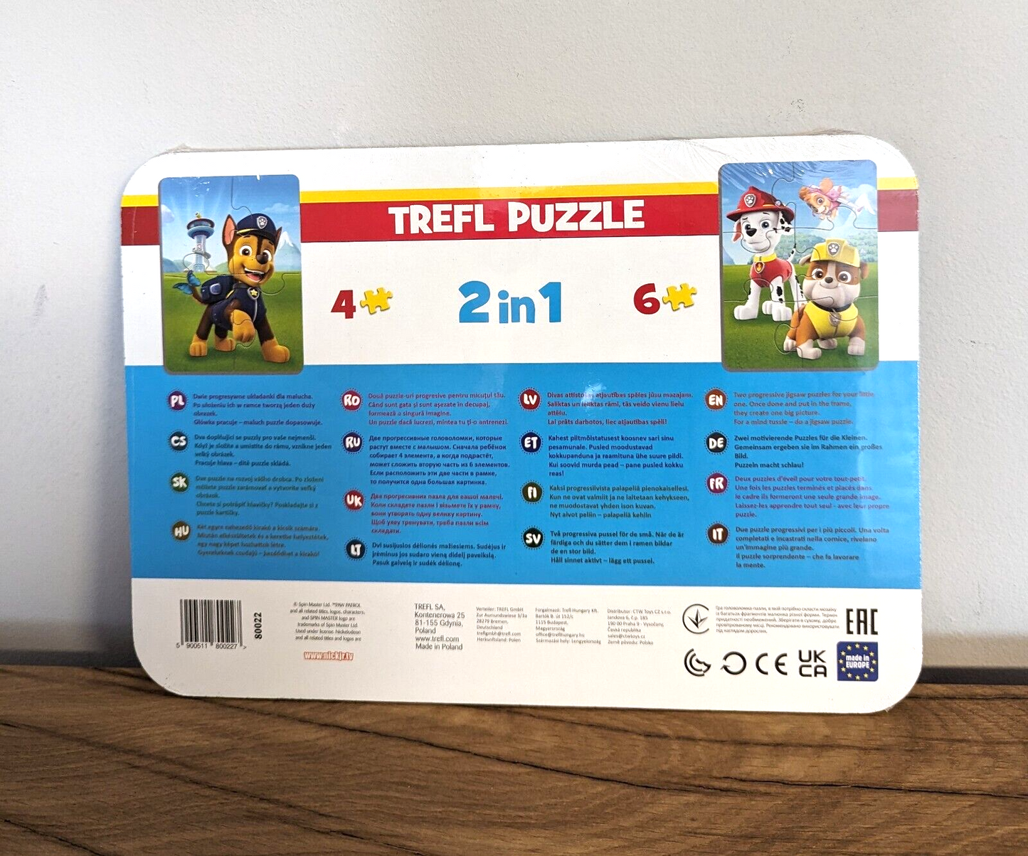 Paw Patrol Puzzle Baby 2in1 Trefl 4+6 Teile ab 2 Jahren Spielzeug Chase Skye NEU