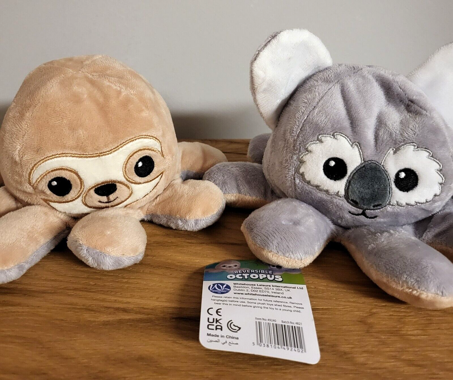 Kuschel/Plüschtier Wendetier Oktopus Dackel/Mops Koala/Faultier NEU 2fach sortiert