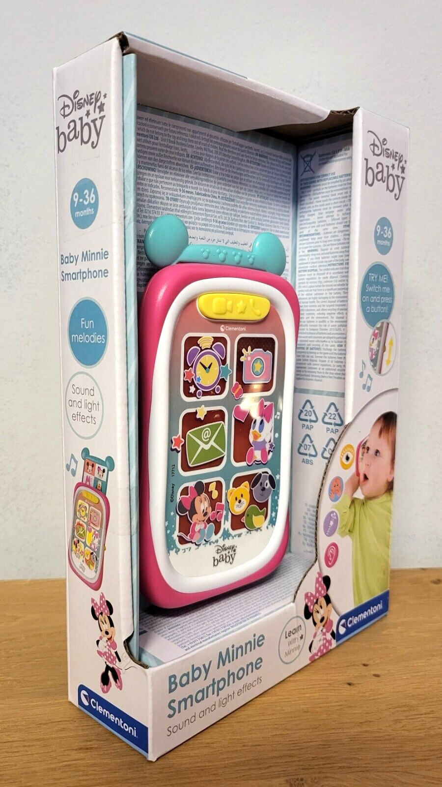 Smartphone Lernspielzeug Clementoni Baby Minnie Motoriktrainer Musik ab 9 Monate NEU