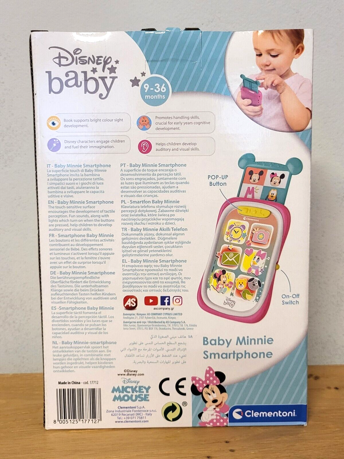 Smartphone Lernspielzeug Clementoni Baby Minnie Motoriktrainer Musik ab 9 Monate NEU