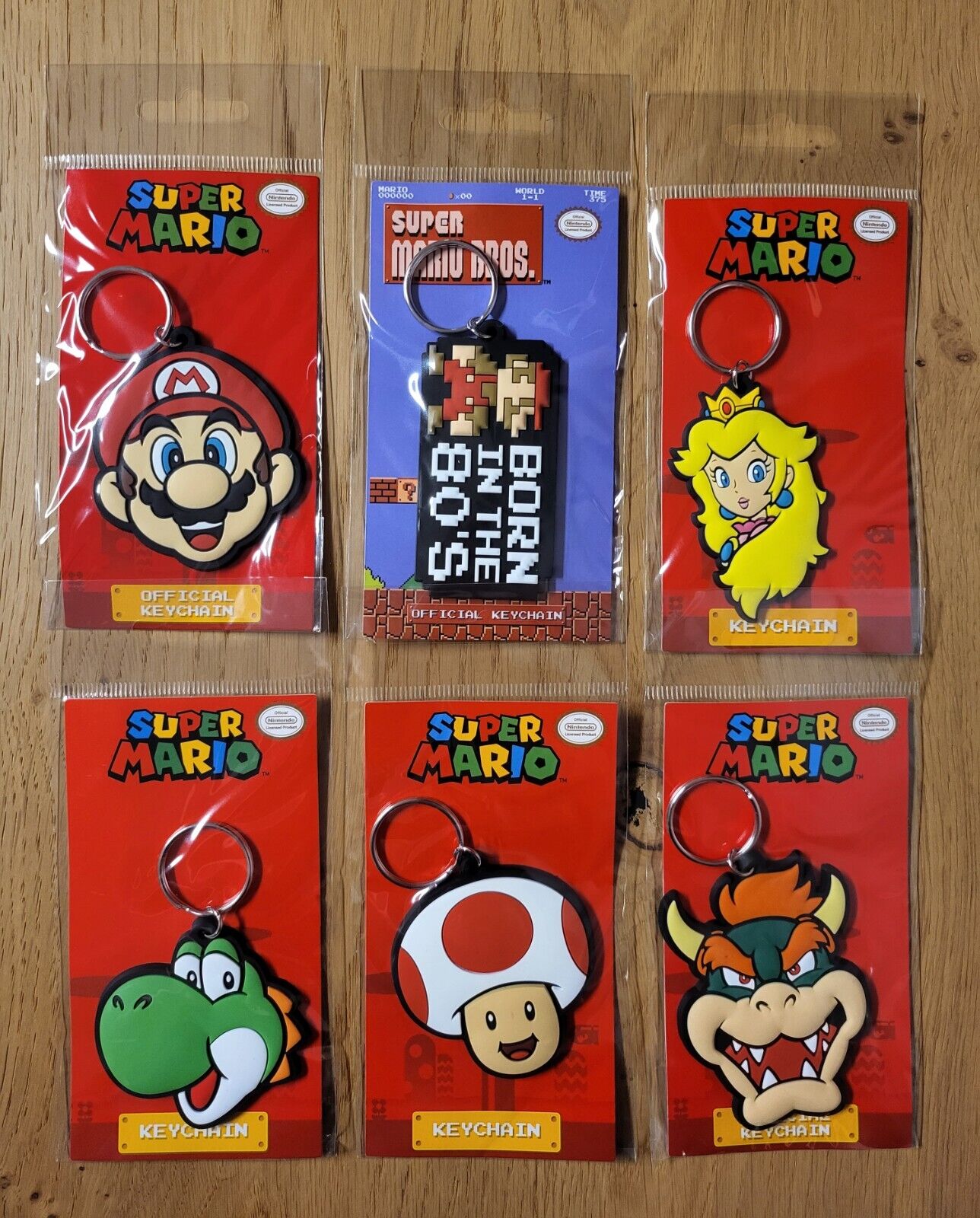 Schlüsselanhänger Super Mario Spiel Bowser Peach Yoshi Toad Geschenk Kinder 6Fach sortiert NEU & OVP