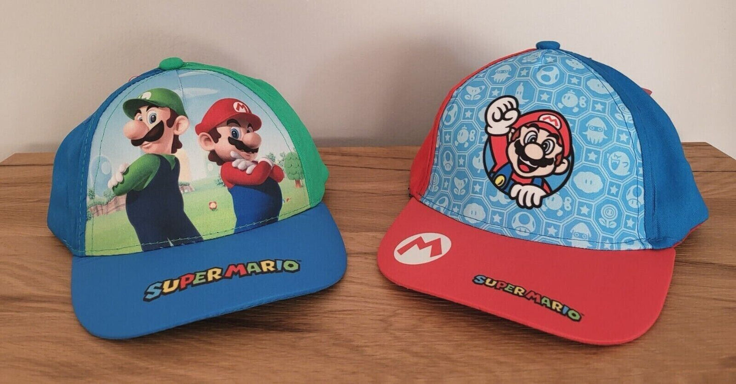 Super Mario Kinder Basecap Kappe Mütze Cap Sonnenschutz Luigi 2fach sortiert Gr.52/54