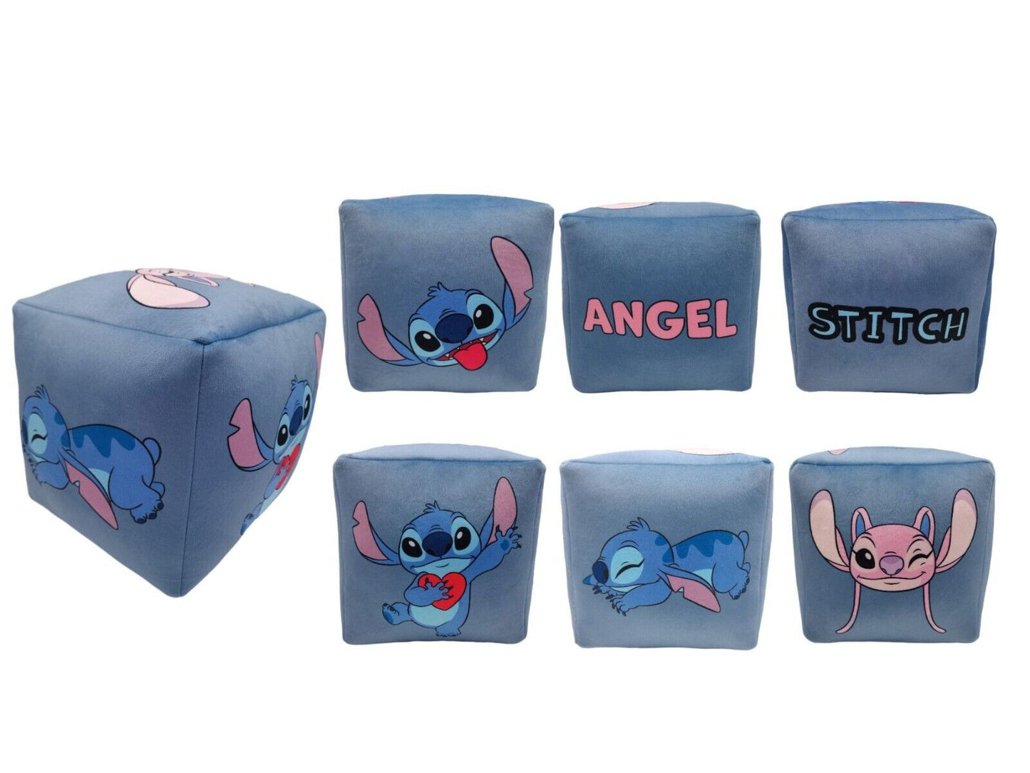 Disney Plüsch Stitch Würfel Kissen Angel Formkissen Spielzeug Kinder Deko Sitzkissen NEU