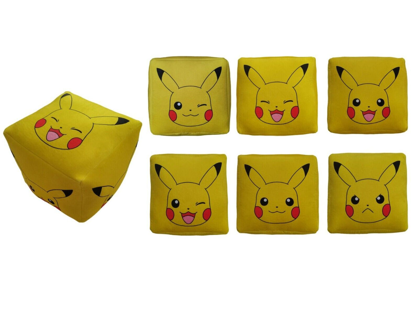 Pokemon Plüsch Pikachu Würfel Kissen Stofftier Kuscheltier Formkissen Sitzkissen Spielzeug Kinder NEU