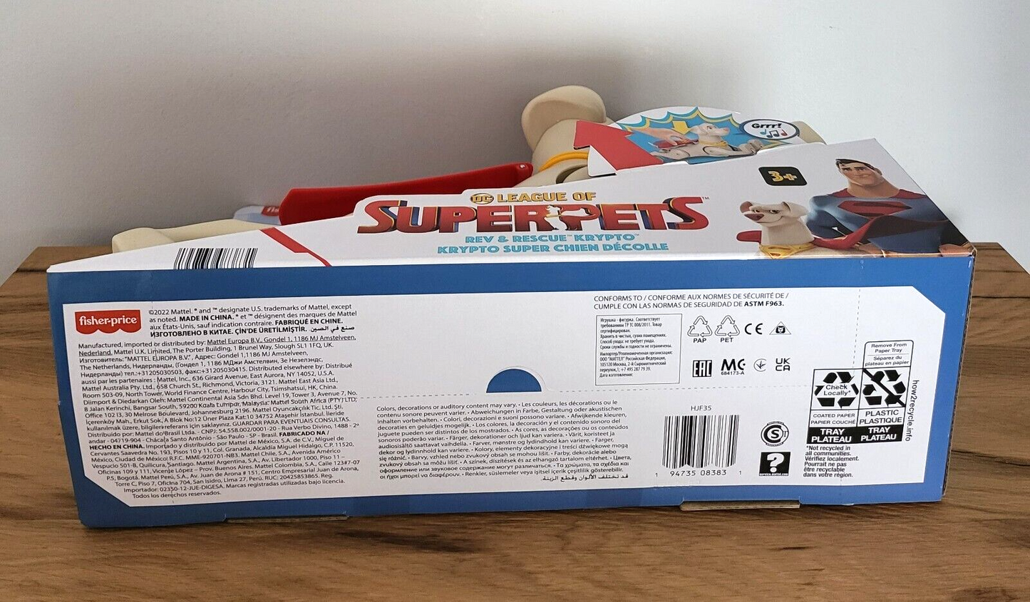 Fisher-Price DC Liga der Superpets/Superhund Figur Rev & Rescue Krypto mit Ton 28x39cm NEU
