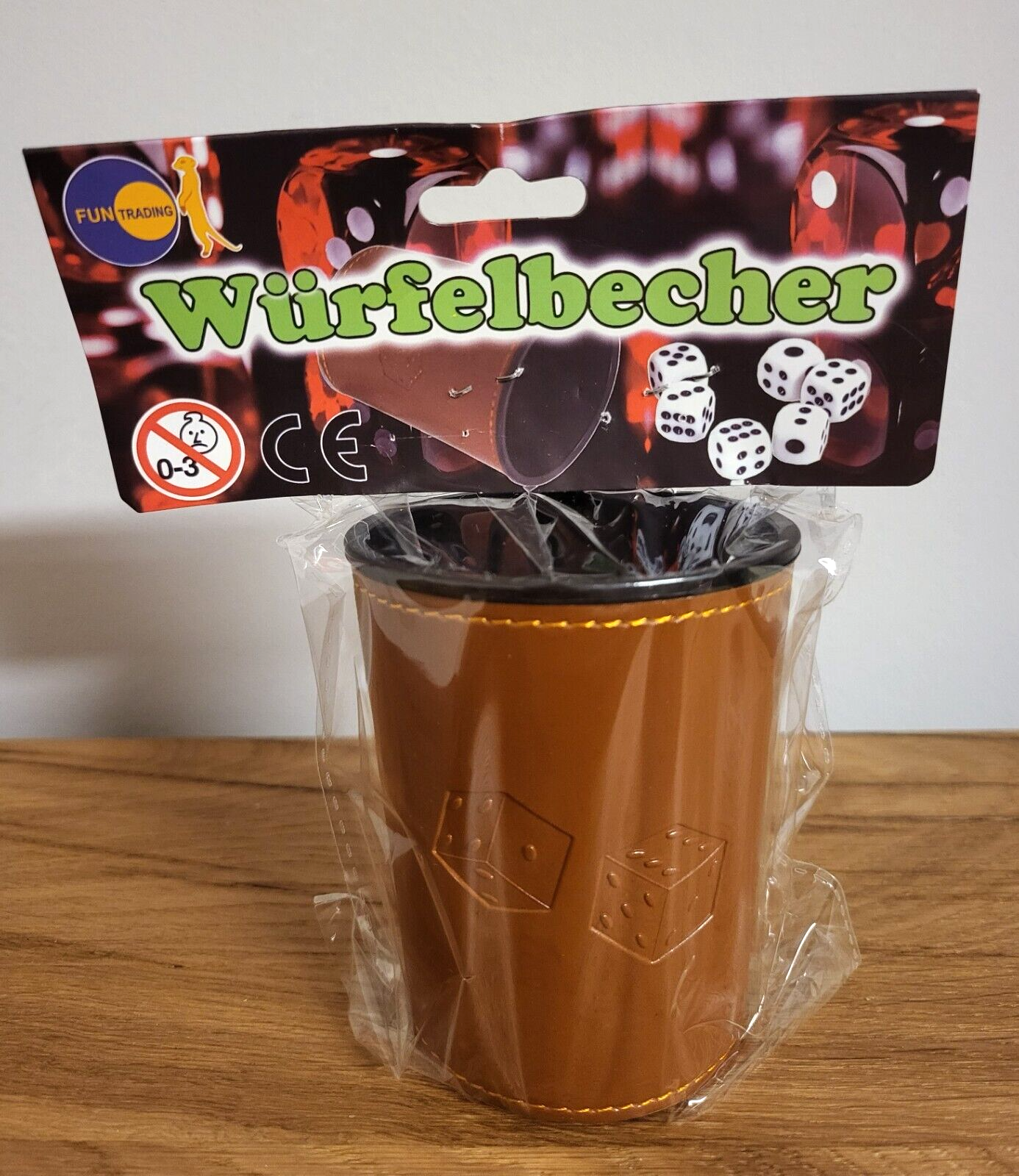 Würfelbecher mit 6 Würfel braun Knobelbecher robust hochwertig NEU & OVP