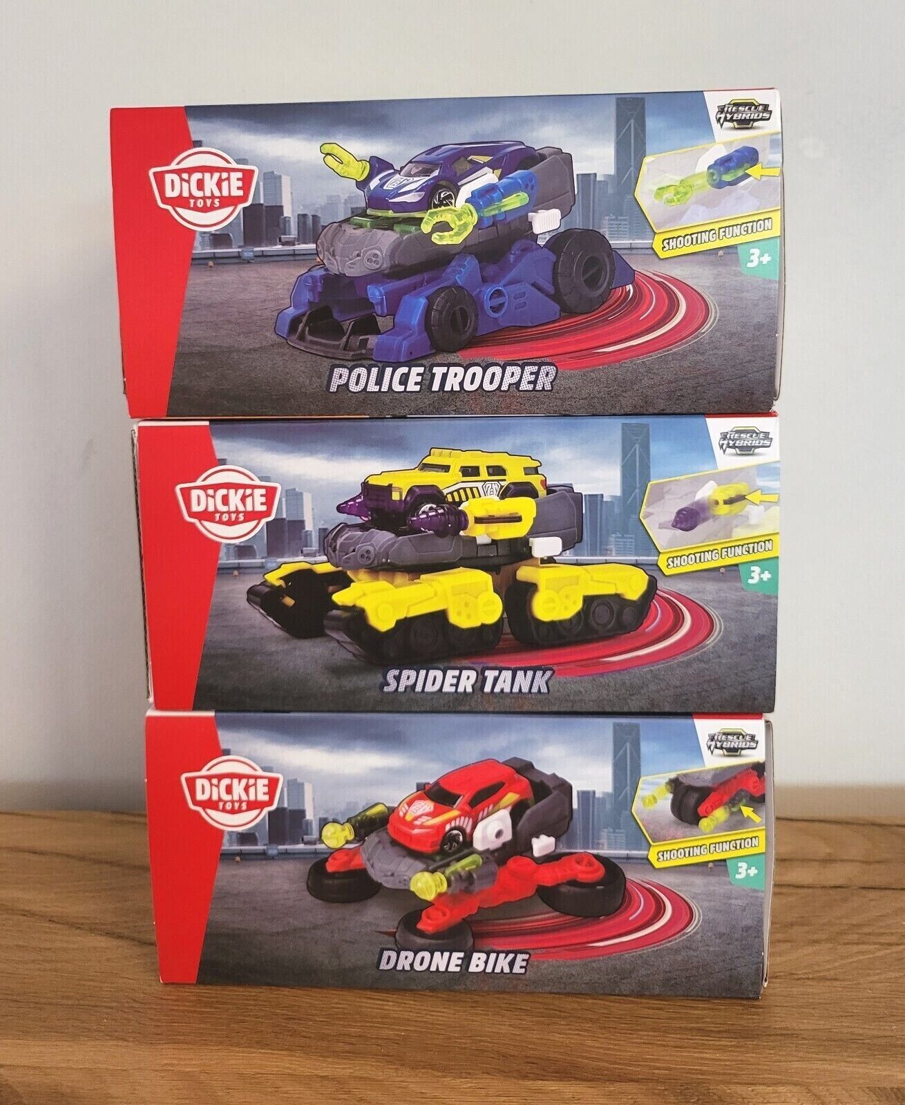 Dickie Roboter Transformer Spielzeugauto Polizei Trooper/Drone Bike/Spider Tank