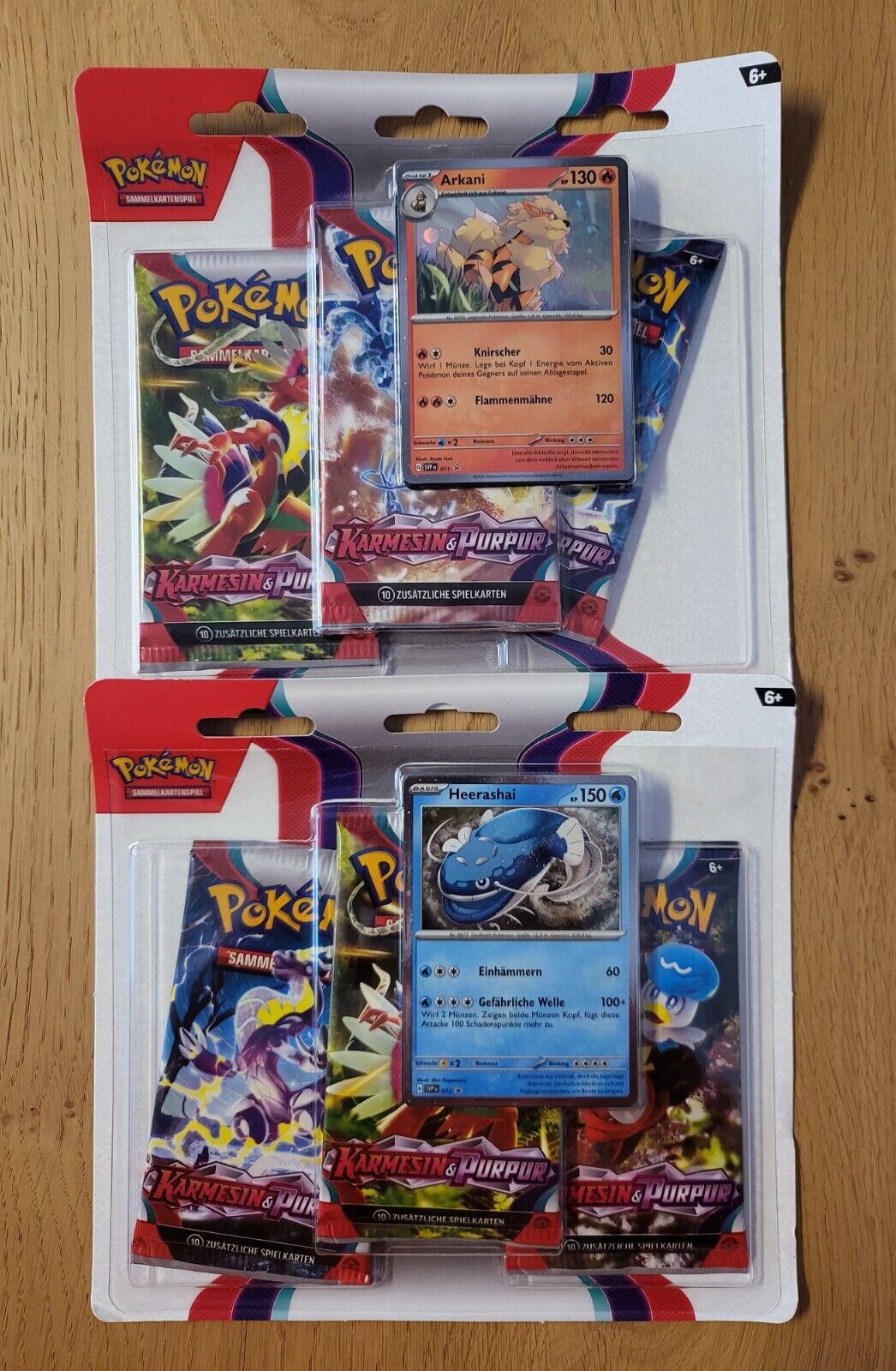Pokemon Karmesin &Purpur 3 Booster Pack Blister DEUTSCH Arkani Heerashai NEU&OVP