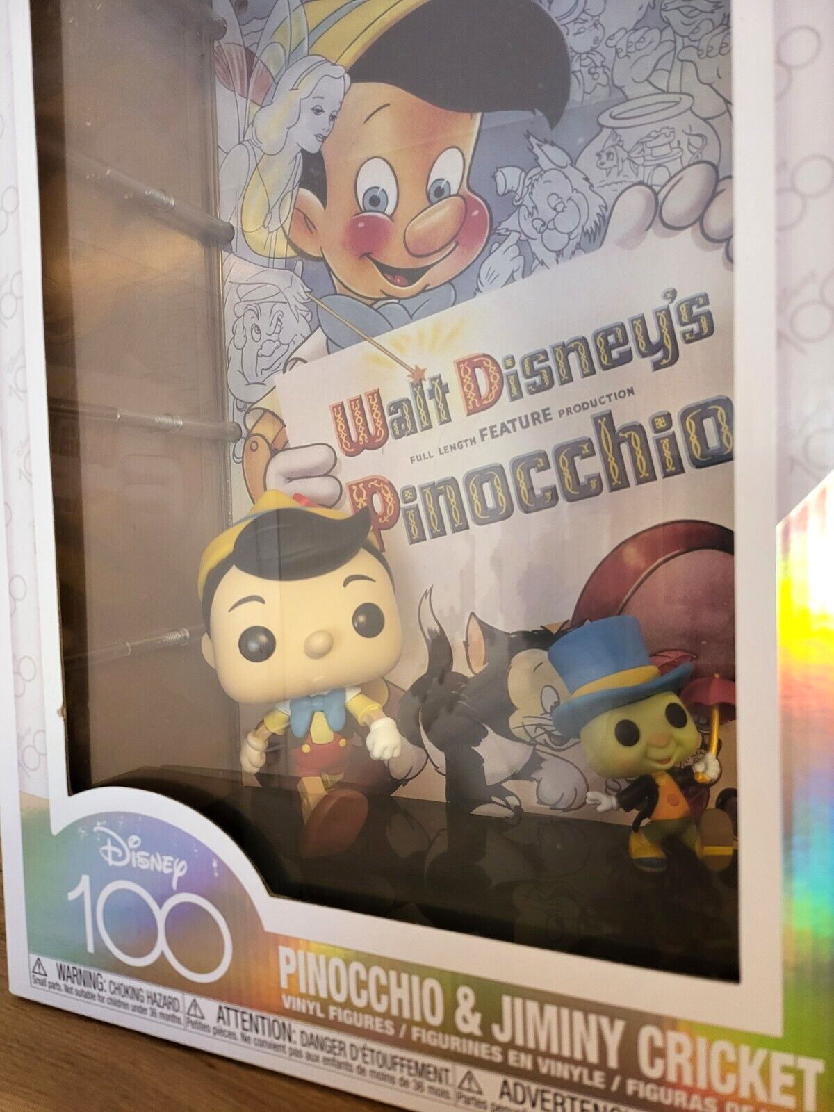 Disney 100 Jahre/ 100th Anniversary Movie Posters Pinocchio Jimyni POP Vinyl Figur HARTCASE#08 NEU