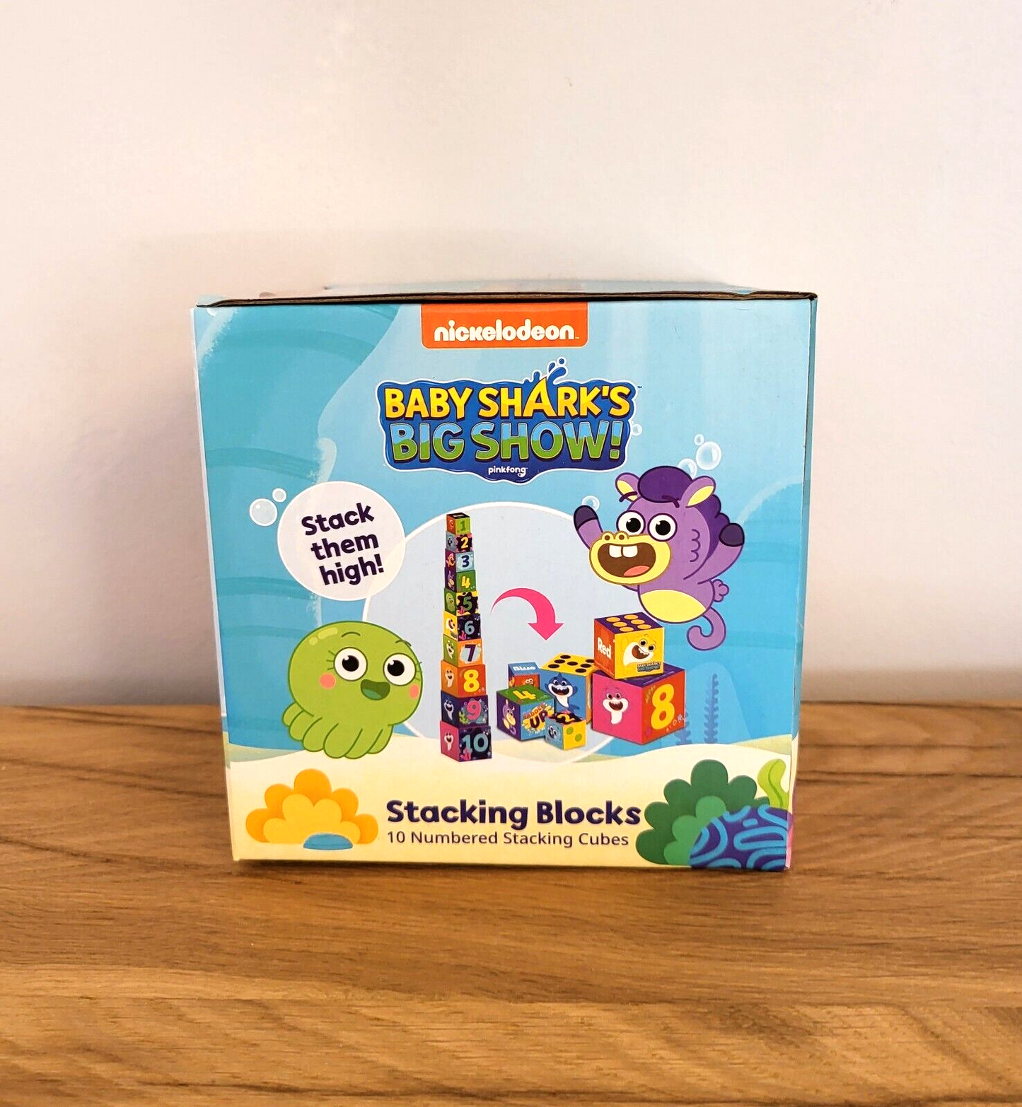 Baby Shark Stapelblöcke 10 Stück Spielzeug Kinder Spiel Babyhai 14,5x14,5cm NEU