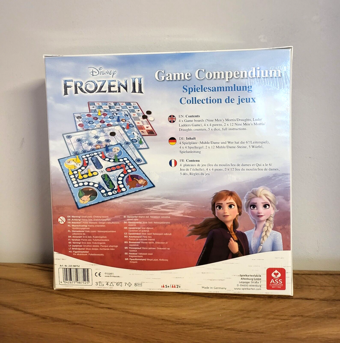 Disney Frozen Spielesammlung Würfel Mühle Dame Spielkegel Reise Brettspiel