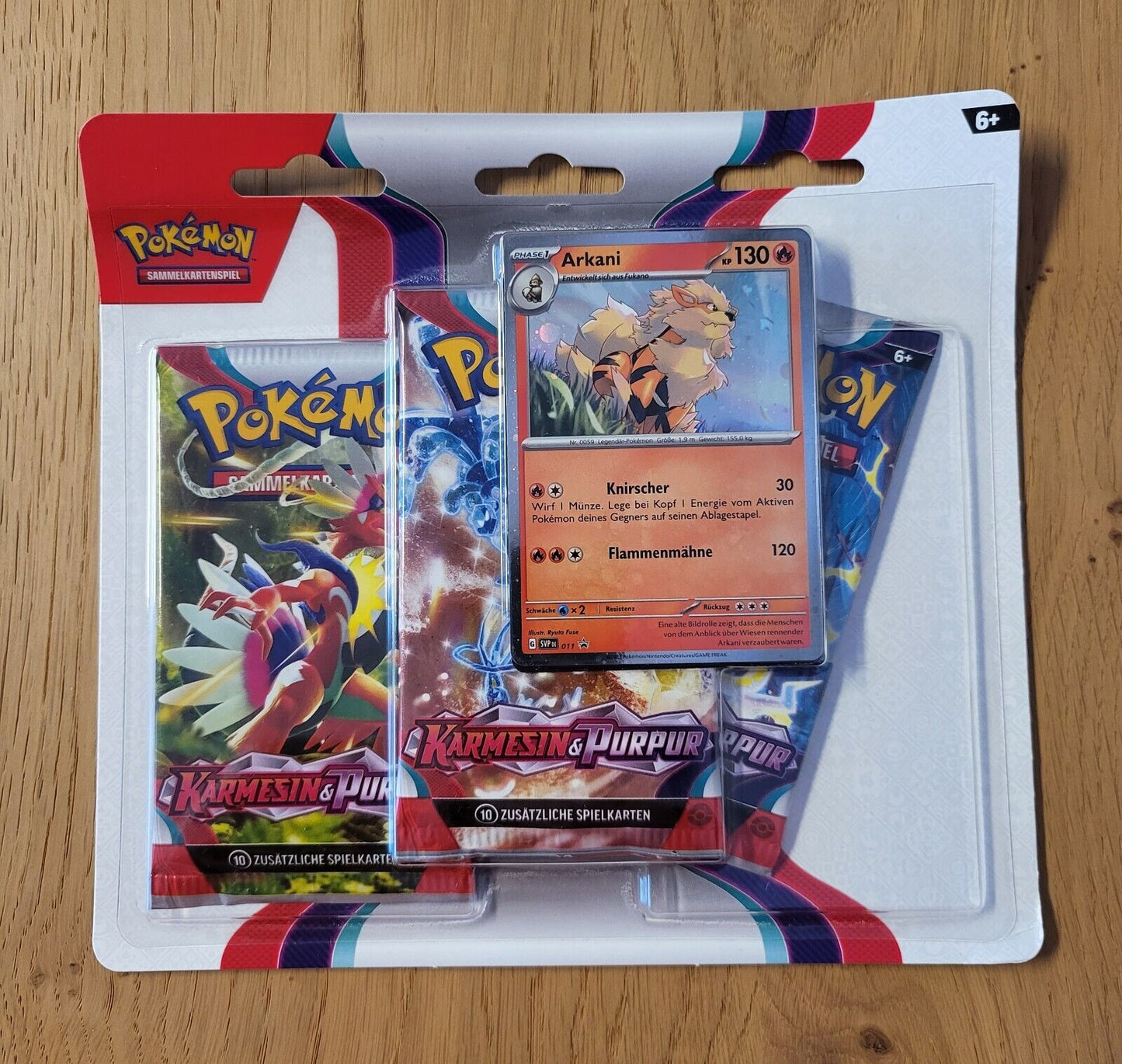 Pokemon Karmesin &Purpur 3 Booster Pack Blister DEUTSCH Arkani Heerashai NEU&OVP