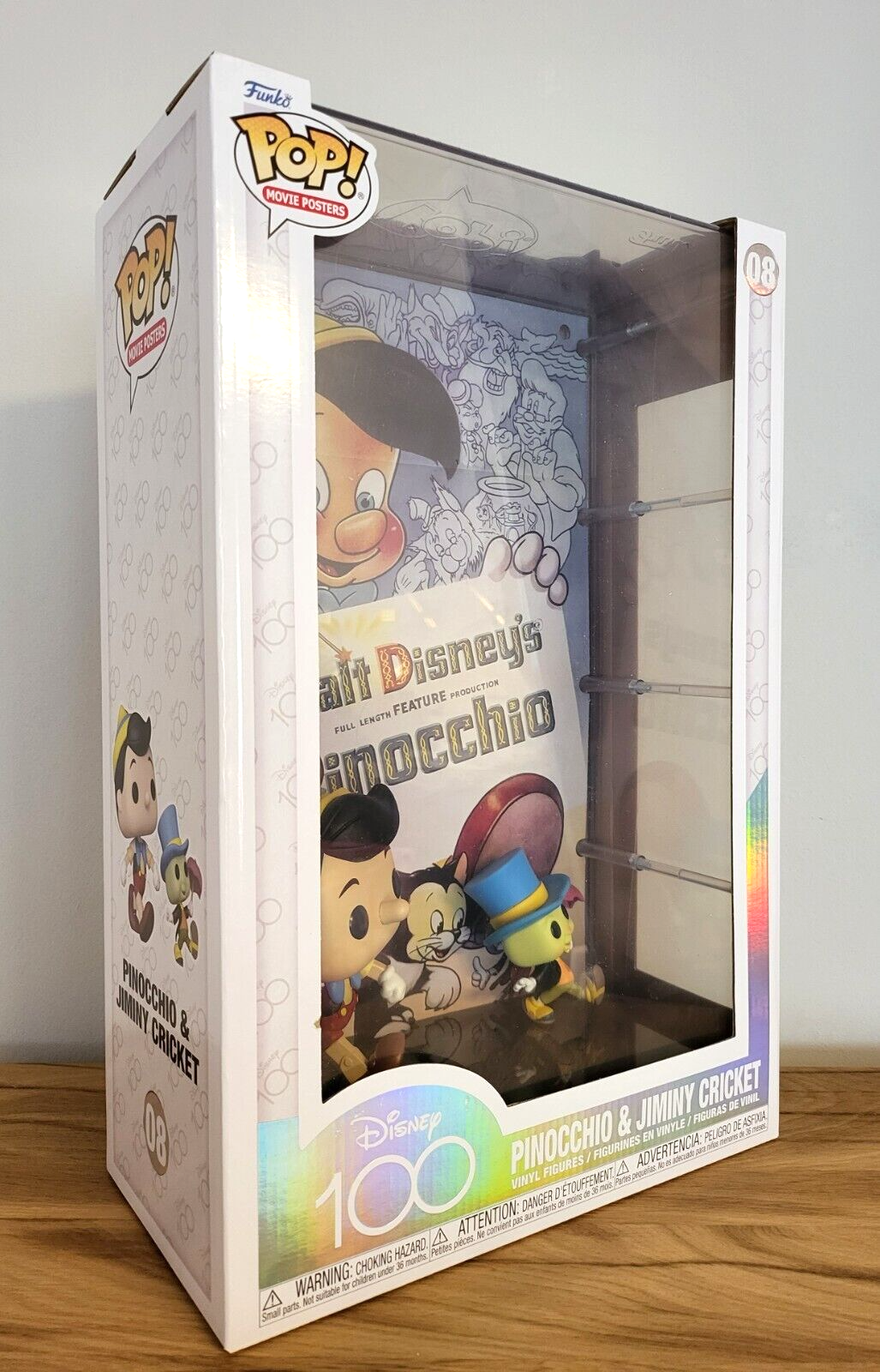 Disney 100 Jahre/ 100th Anniversary Movie Posters Pinocchio Jimyni POP Vinyl Figur HARTCASE#08 NEU