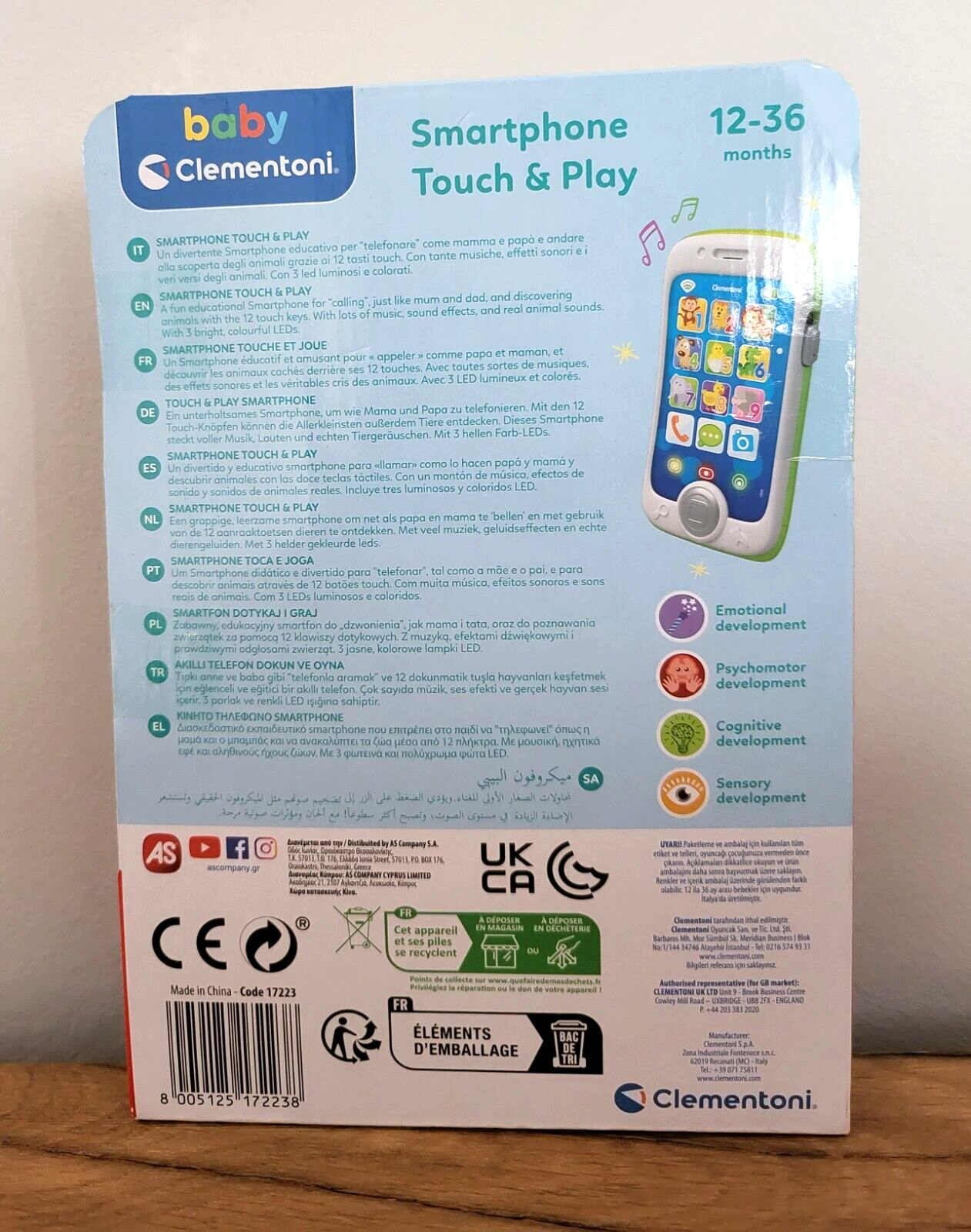 Smartphone Lernspielzeug Clementoni Baby Motoriktrainer Musik Tiere ab 12 Monate NEU