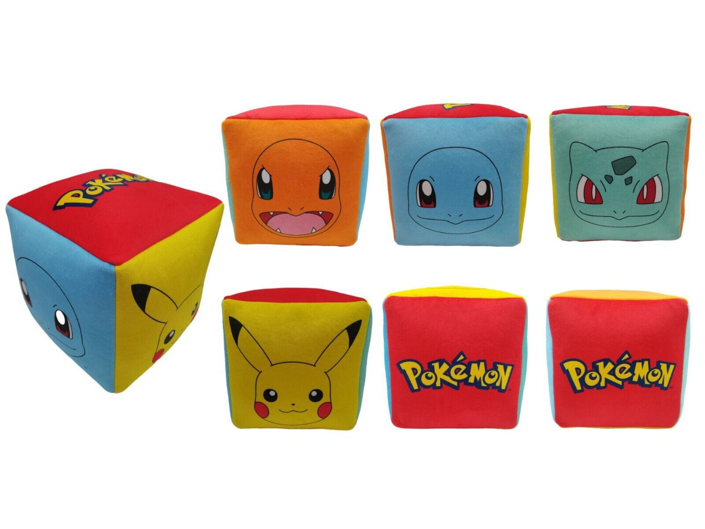 Pokemon Plüsch Pikachu Würfel Kissen Starter Glumanda Schiggy Bisasam Formkissen Sitzkissen Spielzeug Kinder
