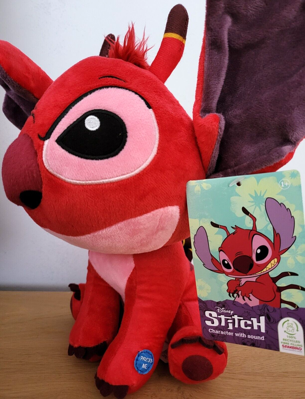Plüschtier Stofftier Disney Lilo& Stitch Leroy 30cm Kuscheltier Rot mit SOUND/Ton NEU