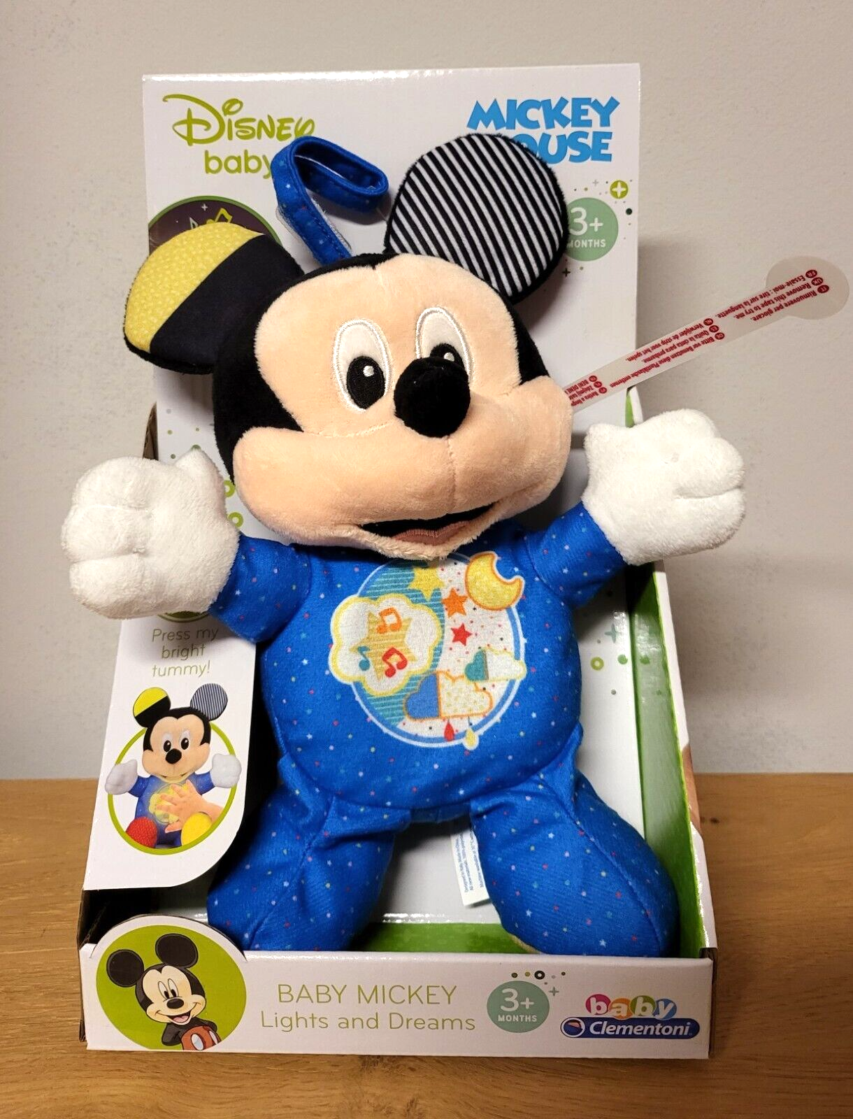 Clementoni Plüschtier Disney Baby Mickey mit Licht und Sound/Musik Stofftier ab 3 Monate NEU