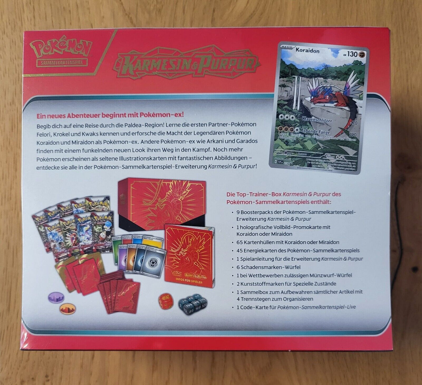 Pokemon Karmesin & Purpur ETB Koraidon Top Trainer Box Booster DE NEU & OVP 2023
