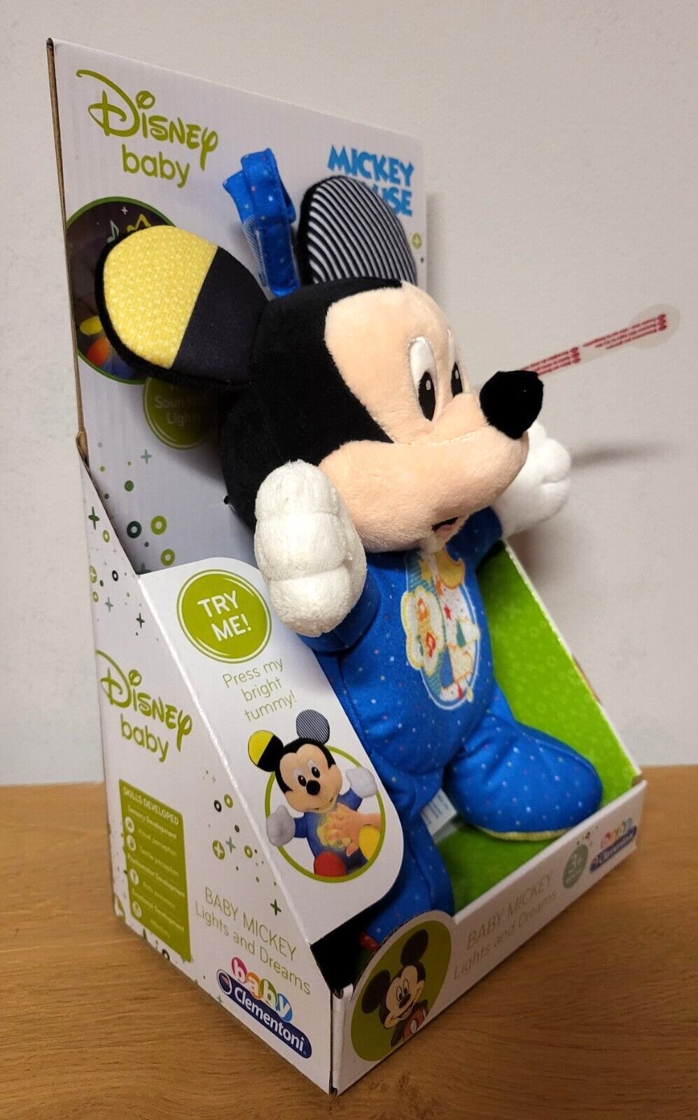 Clementoni Plüschtier Disney Baby Mickey mit Licht und Sound/Musik Stofftier ab 3 Monate NEU