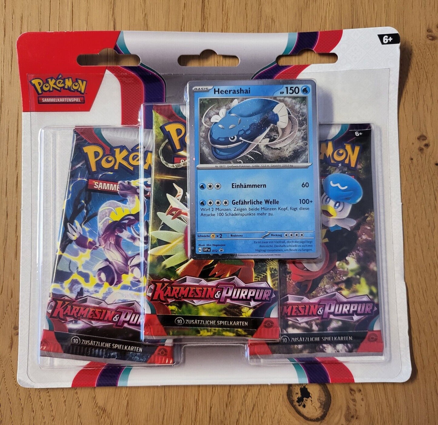 Pokemon Karmesin &Purpur 3 Booster Pack Blister DEUTSCH Arkani Heerashai NEU&OVP