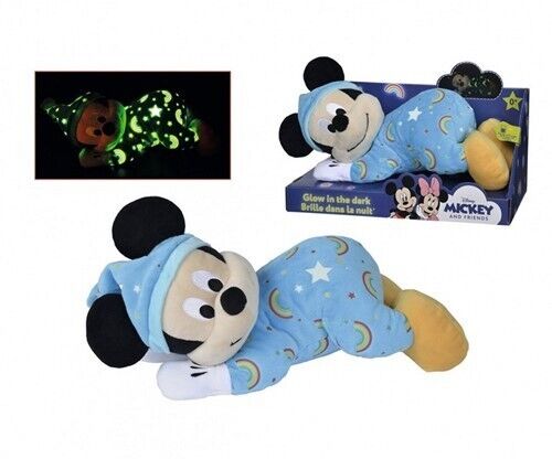 Disney Plüsch Mickey Maus Strampler Stofftier Kuscheltier Baby Micky LEUCHTET 30cm 0+ NEU & OVP