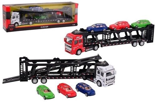 Auto Transporter LKW Super Cars + drei Spielzeugauto PKW Metall Kinder Geschenkbox