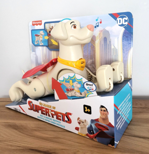 Fisher-Price DC Liga der Superpets/Superhund Figur Rev & Rescue Krypto mit Ton 28x39cm NEU