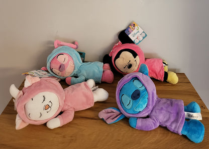 Disney Doppelseitiger Plüsch Spielzeug im Strampler wendbar Stitch / Aristicats / Angel / Minnie Maus schlafend/ wach NEU