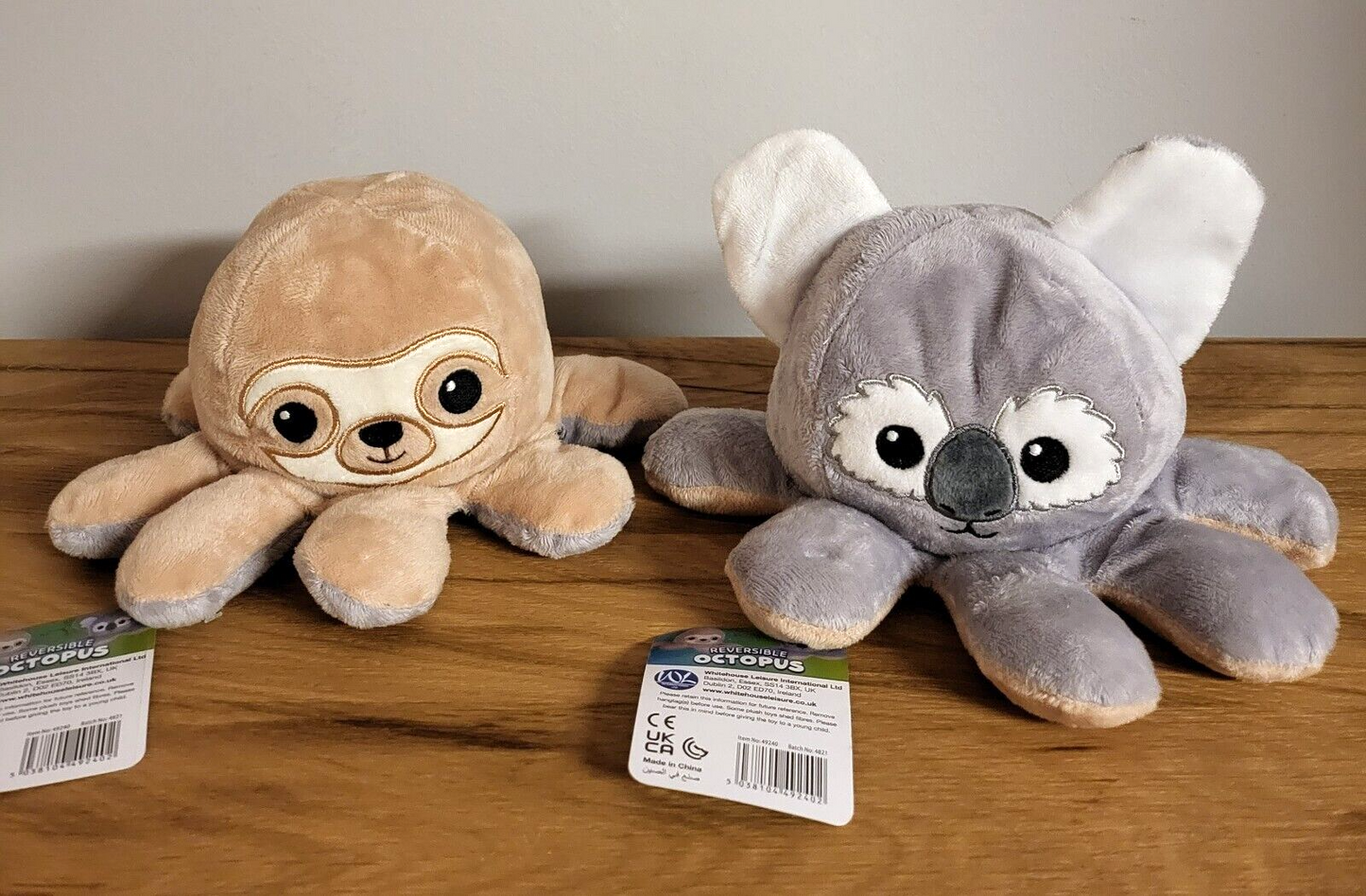 Kuschel/Plüschtier Wendetier Oktopus Dackel/Mops Koala/Faultier NEU 2fach sortiert