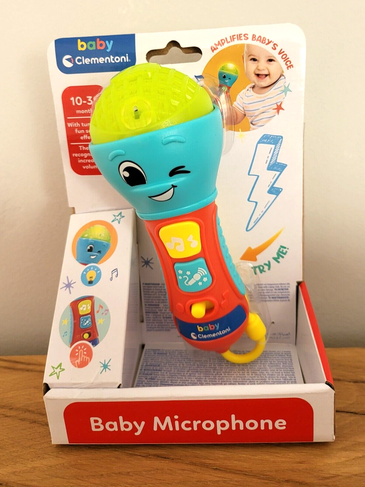 Baby Mikrofon Clementoni Babyspielzeug Mikrophon Spiel 10+ Monate Musik Licht NEU