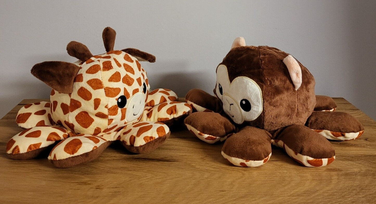 Plüschtier Wendetier Wendbarer Oktopus Giraffe / Affe Spielzeug Kuscheltier 30cm